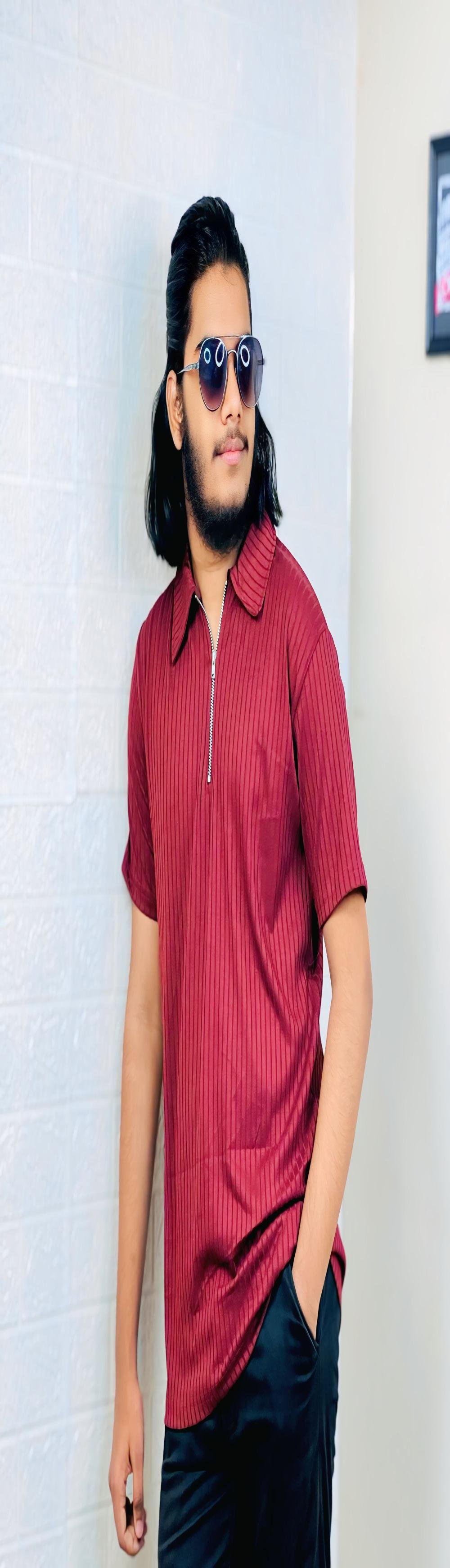 Zipper T-Shirt (White+Maroon) Combo