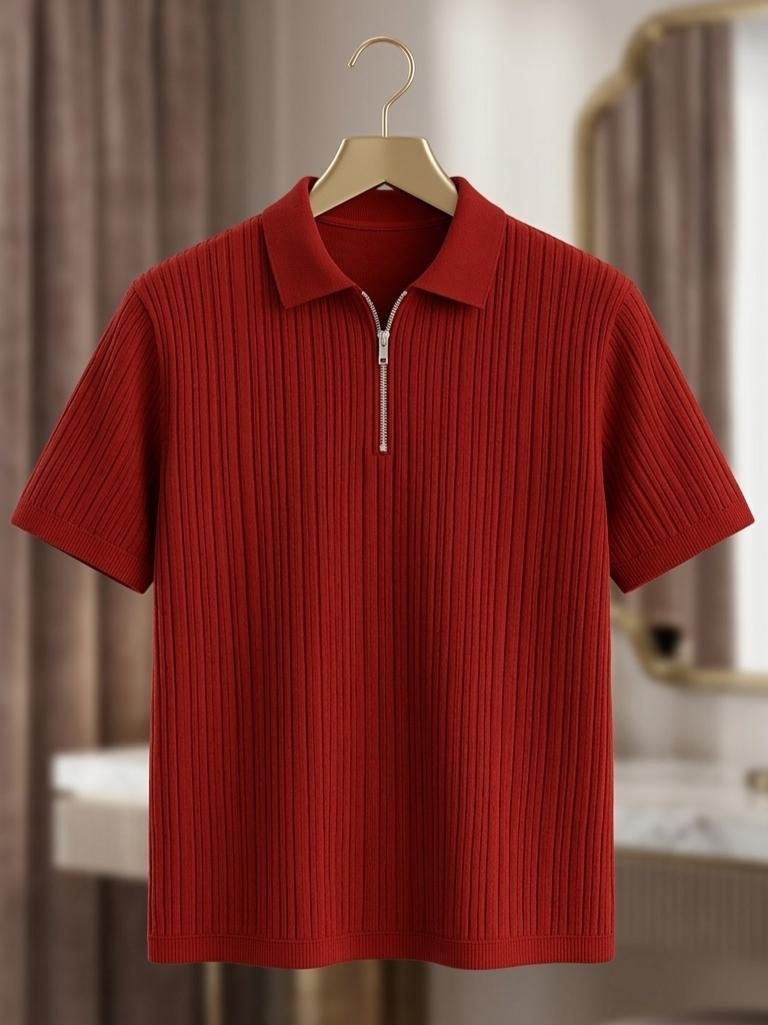 Zipper T-Shirt (Maroon)