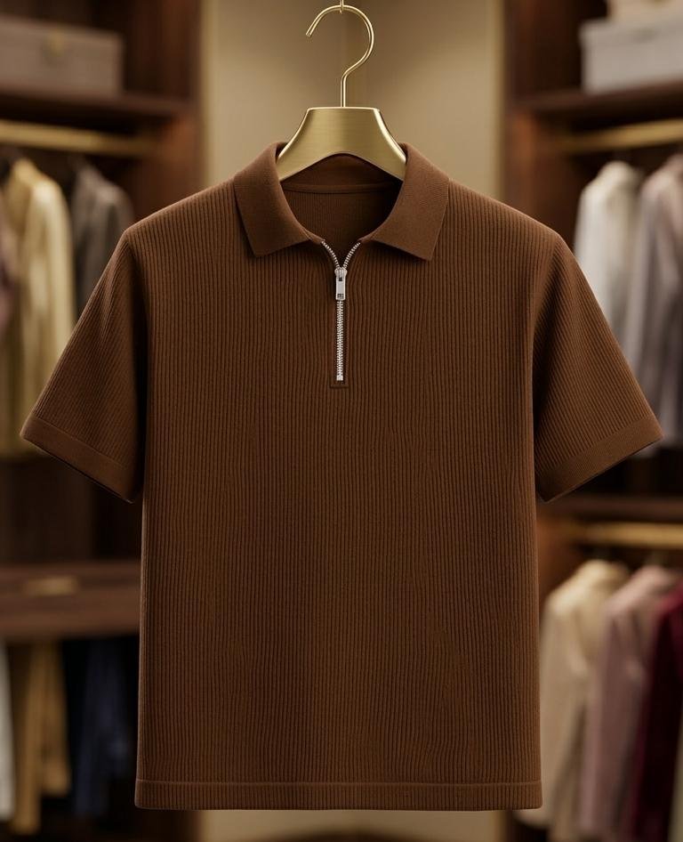 Zipper T-Shirt (Coffee)