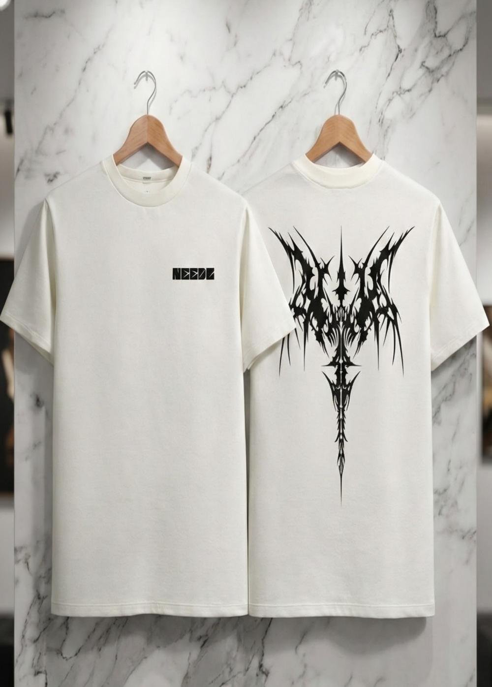 Premium Drop_Shoulder (White Cyber Sigilism)