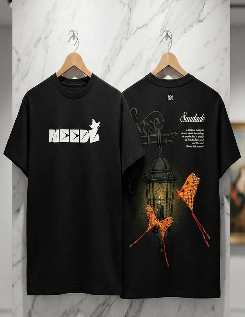 Premium Drop_Shoulder (Black Butterfly)