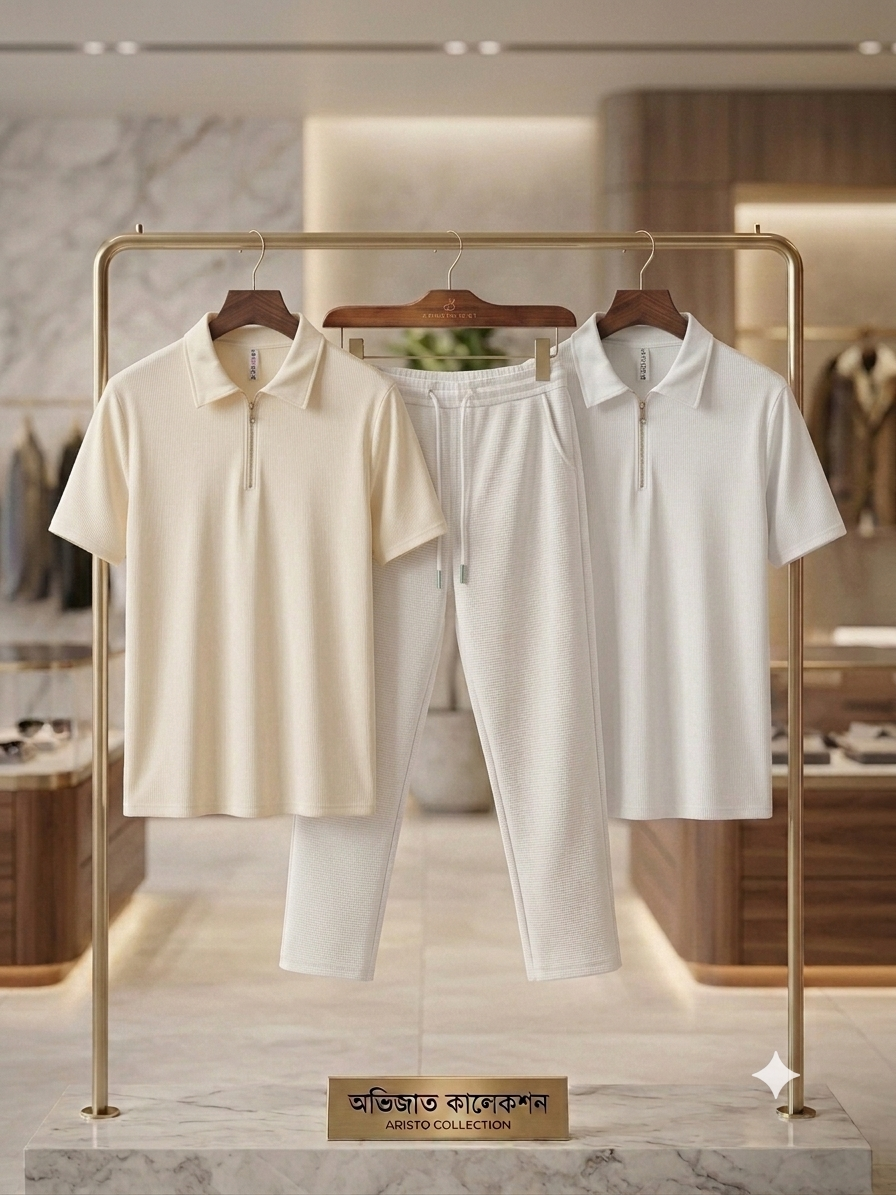 3piecs combo zipper polo+trowjer