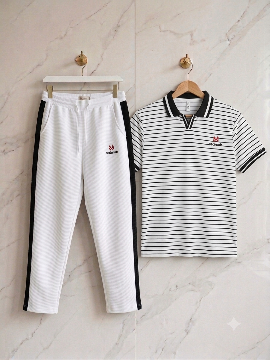 Set combo White Polo+White pant