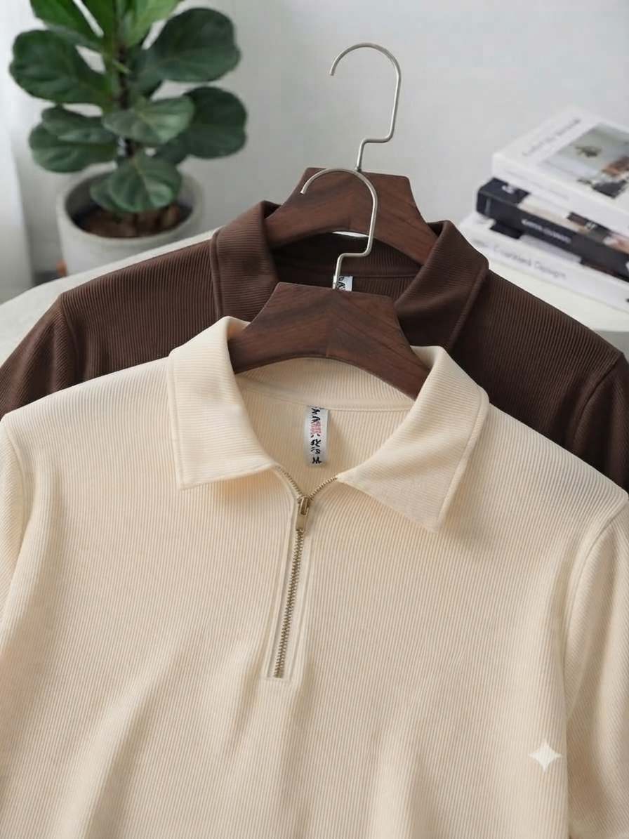 Zipper T-Shirt Combo(Coffee +Brown)